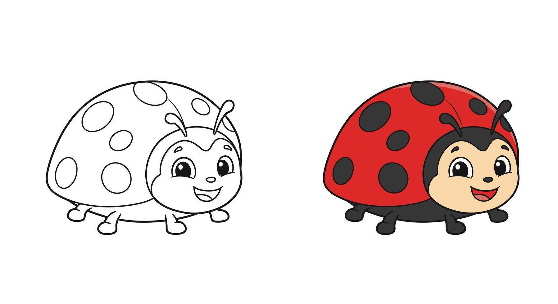 Adorable Happy Ladybug Flying Insect Coloring Page vector