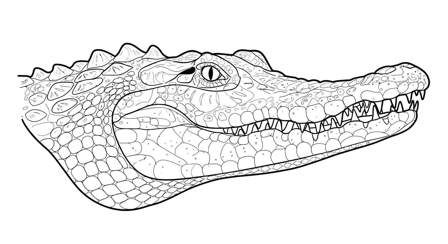 Fierce Crocodile Closeup Portrait Detailed Adult Coloring Page Illustration vector