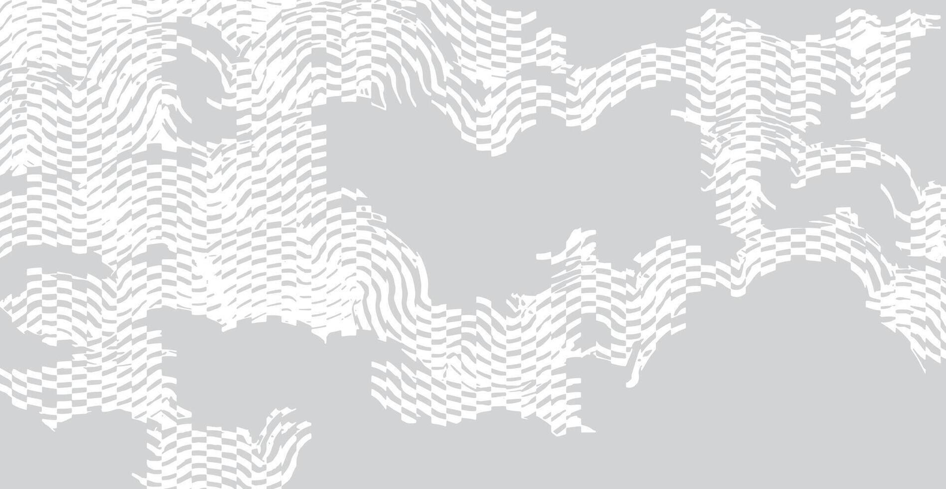 Crafted hand drawn brush lines abstract distorted waves and water glitch pattern, Japanese and ethnic experimental check, irregular graphic for fabric, fashion, carpet vector