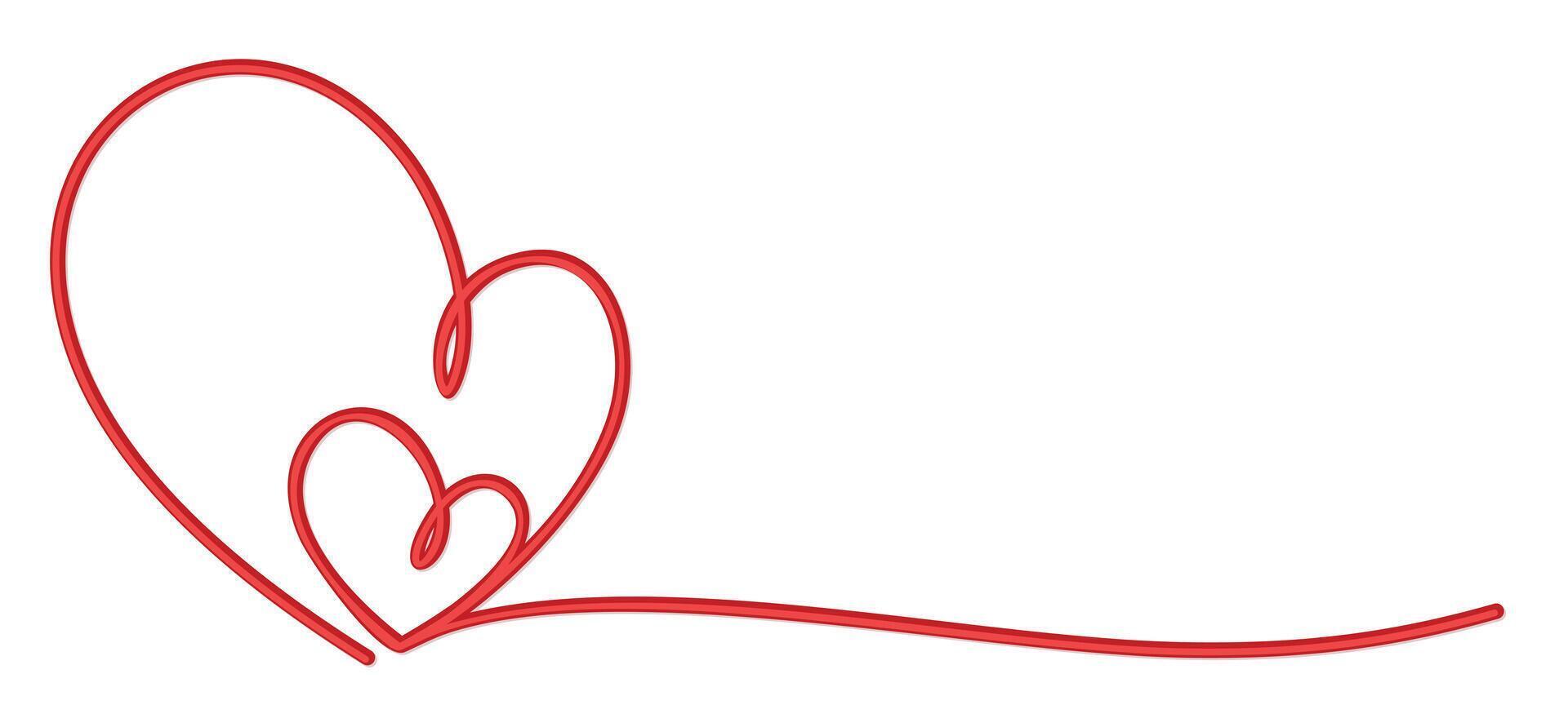 One line symbol of a red hearts. vector