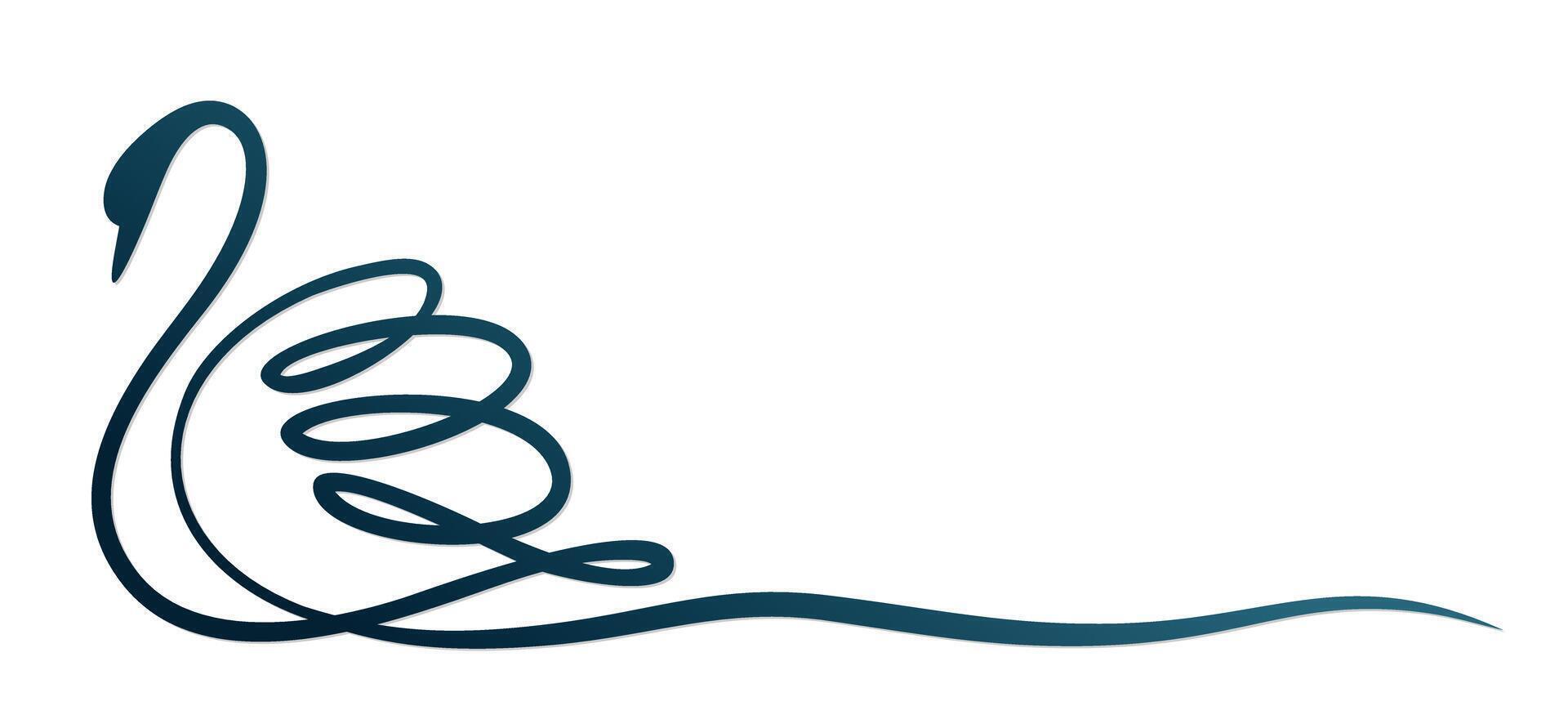 Symbol of swan with wave. vector