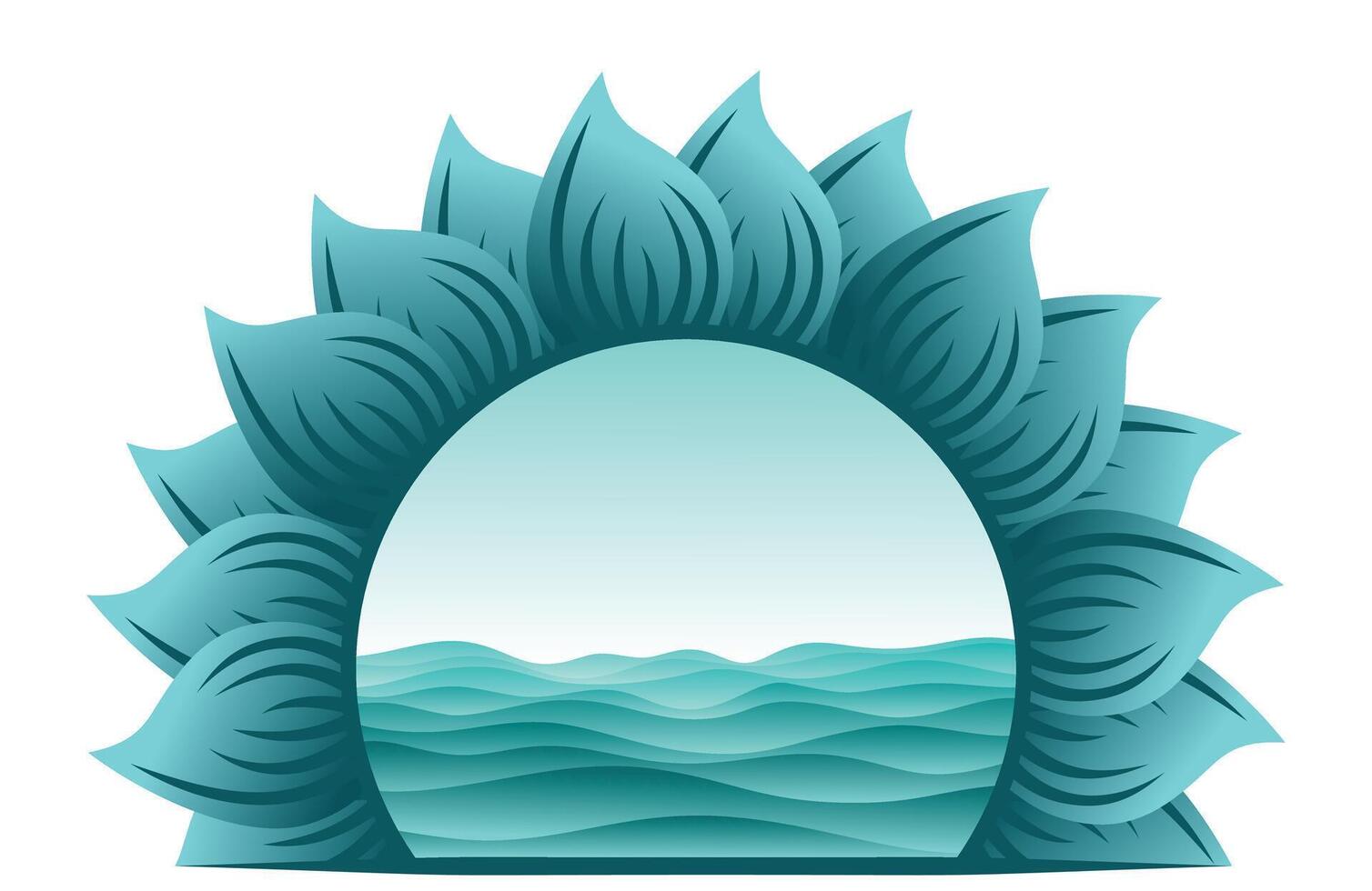 Round frame with sea. vector