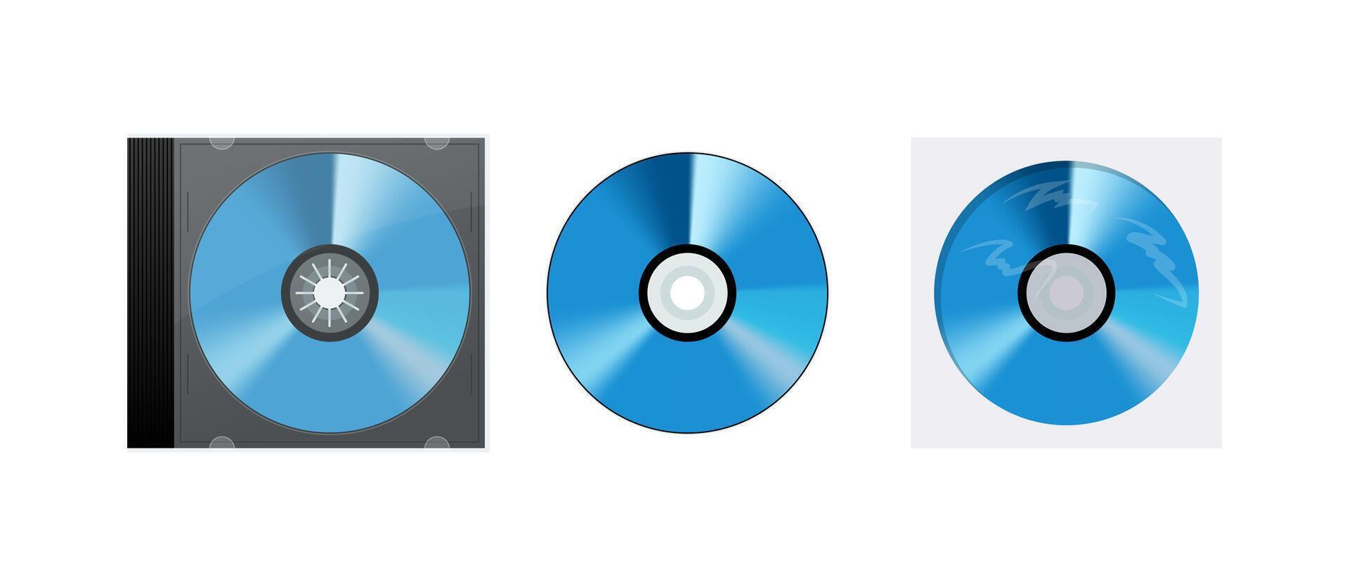 Compact discs and digital versatile discs representing data storage and multimedia content vector