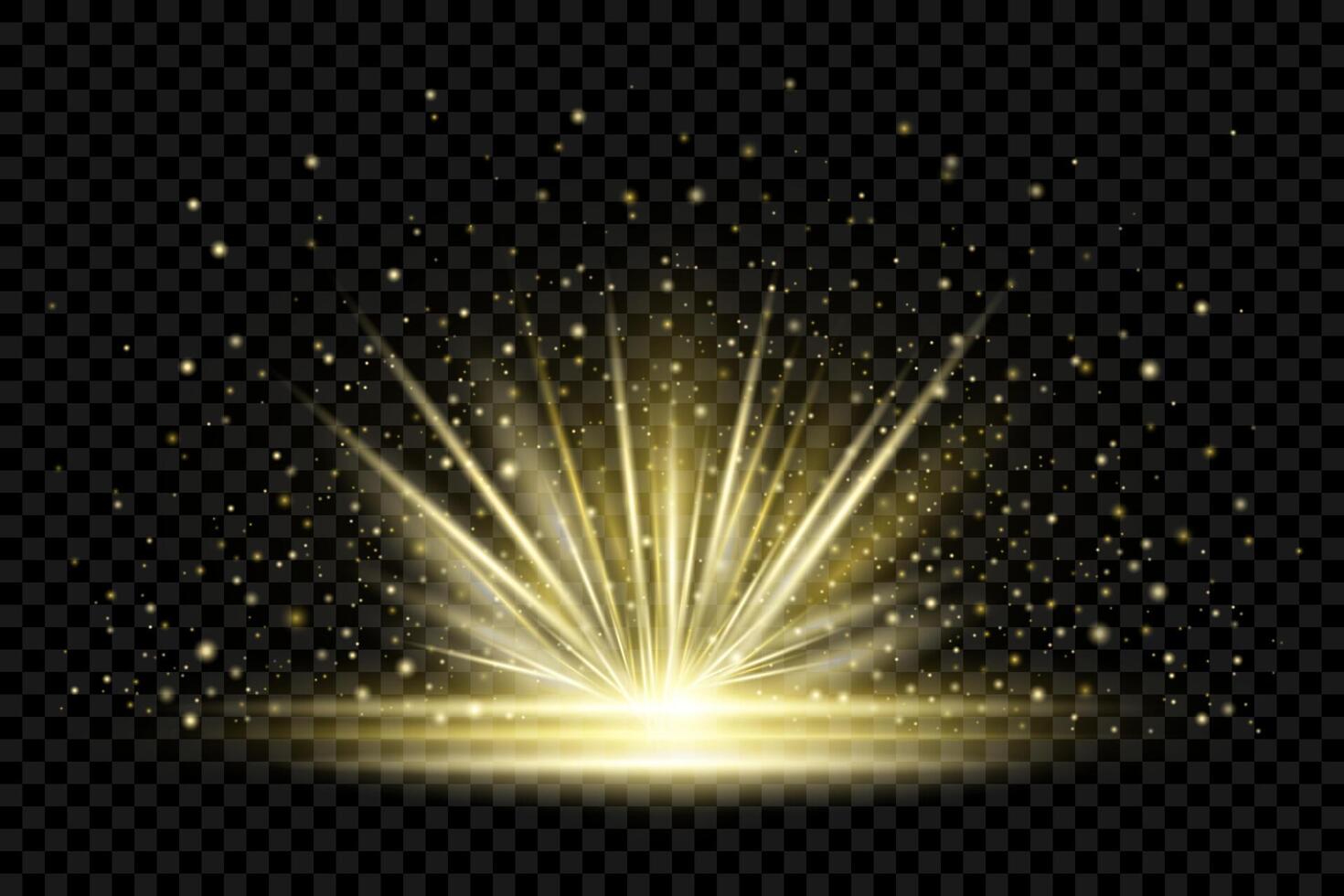 Golden light beams and sparkles creating a magical atmosphere vector