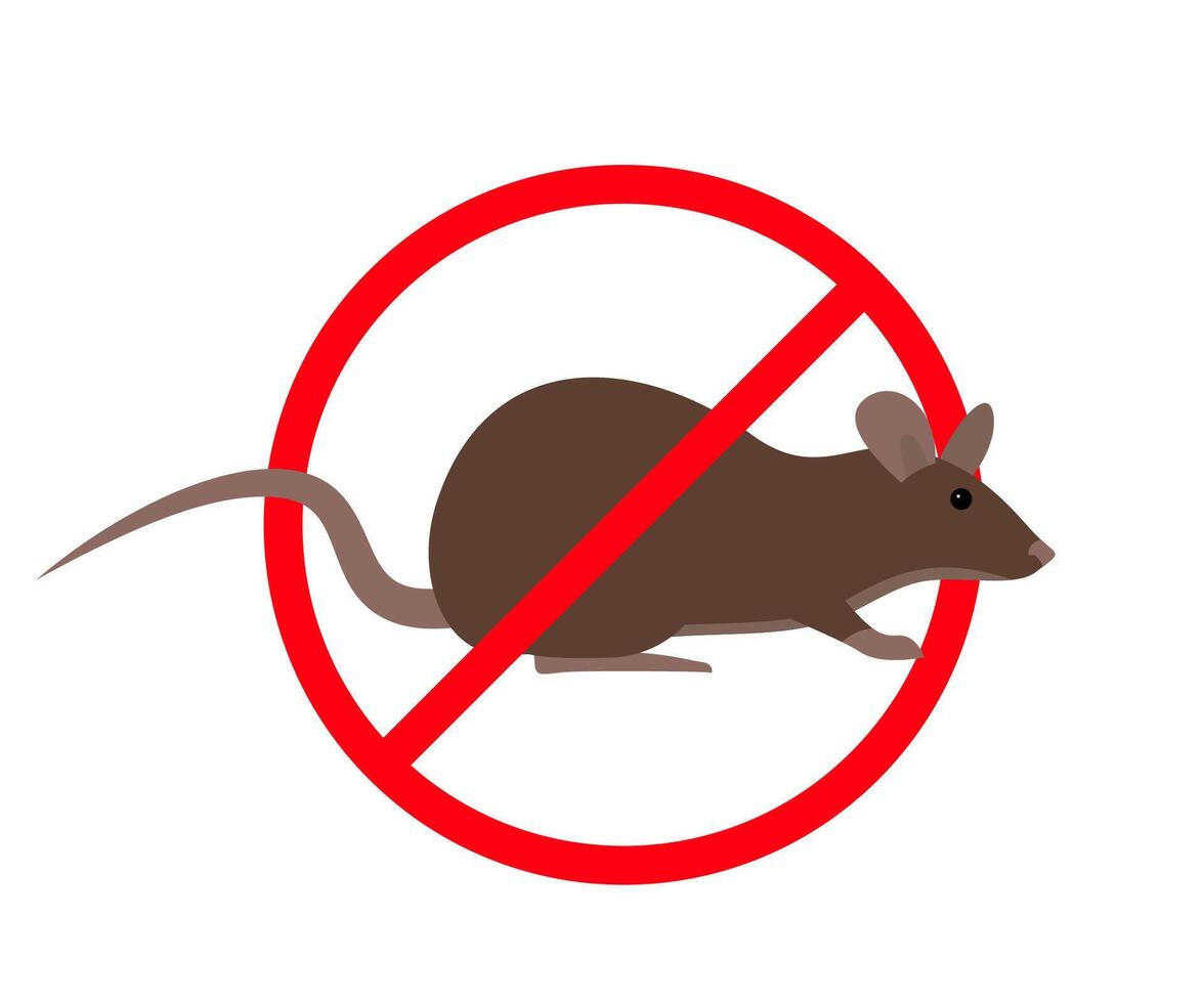 No rats allowed, rat crossing prohibition sign, deratization, pest control vector