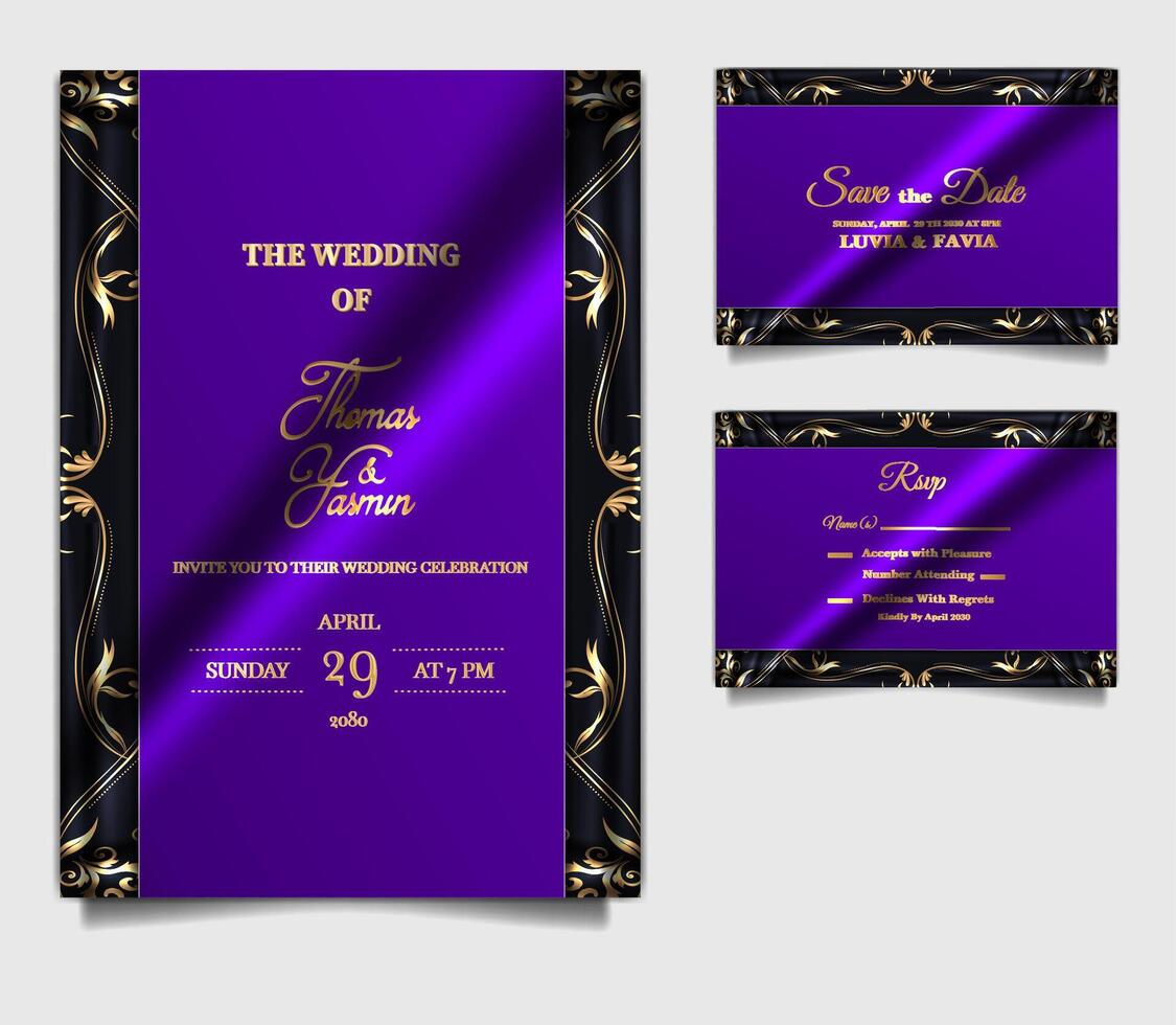 wedding invitation elegand card design bundles set vector