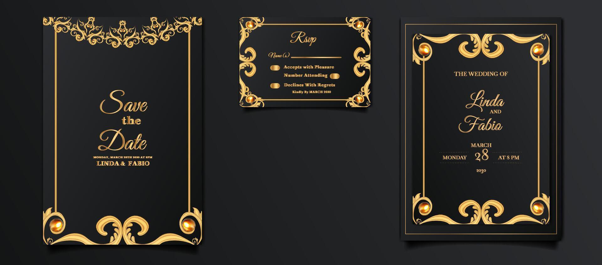 wedding invitation design Luxury card set vector