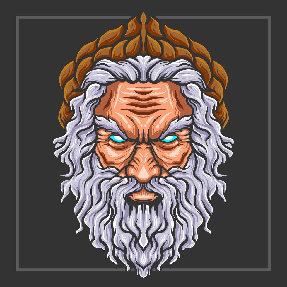Zeus head mascot. esport logo design vector