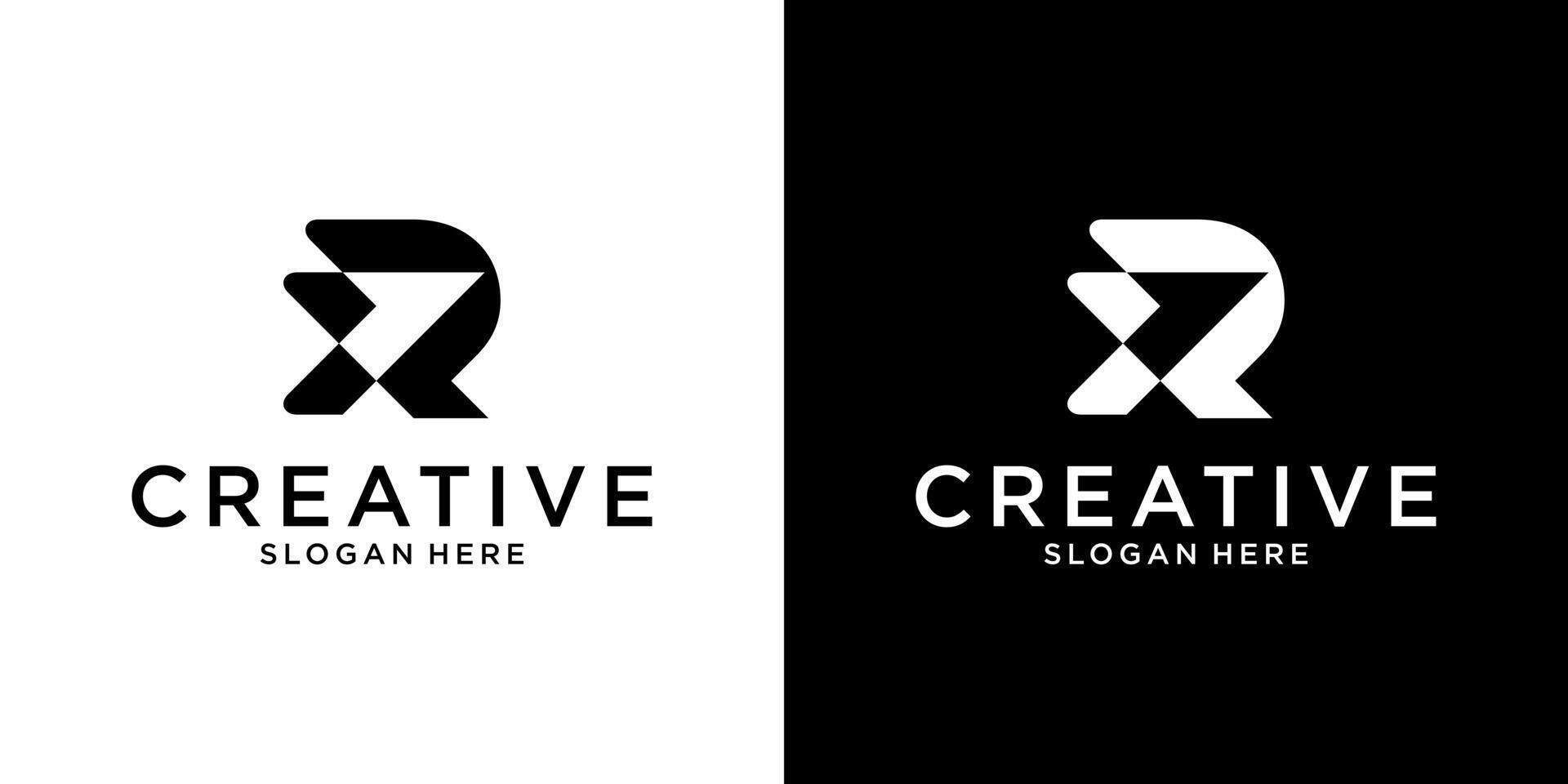 R or RR initial letter logo design concep vector