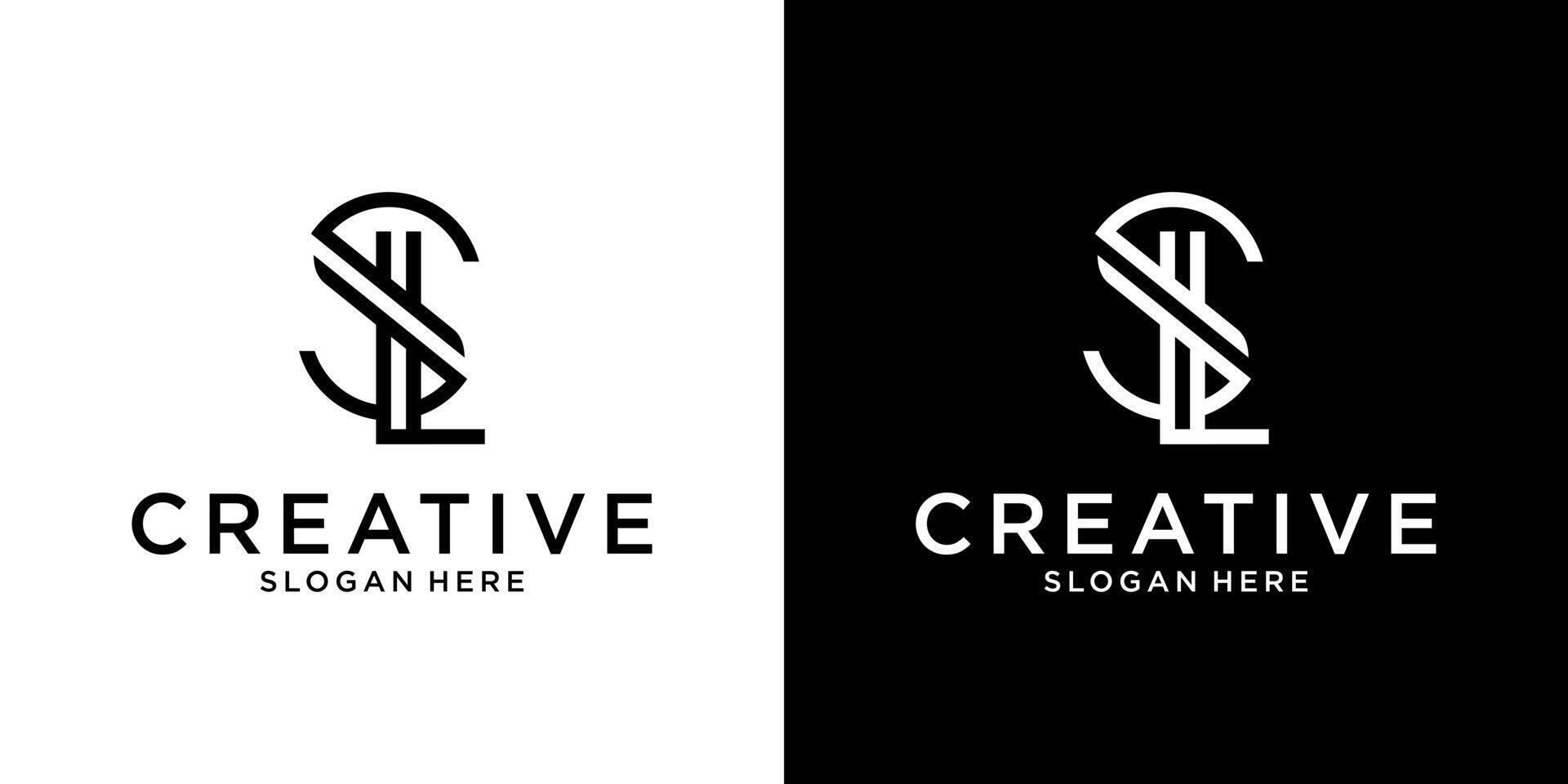 SL or LS initial letter logo design vector