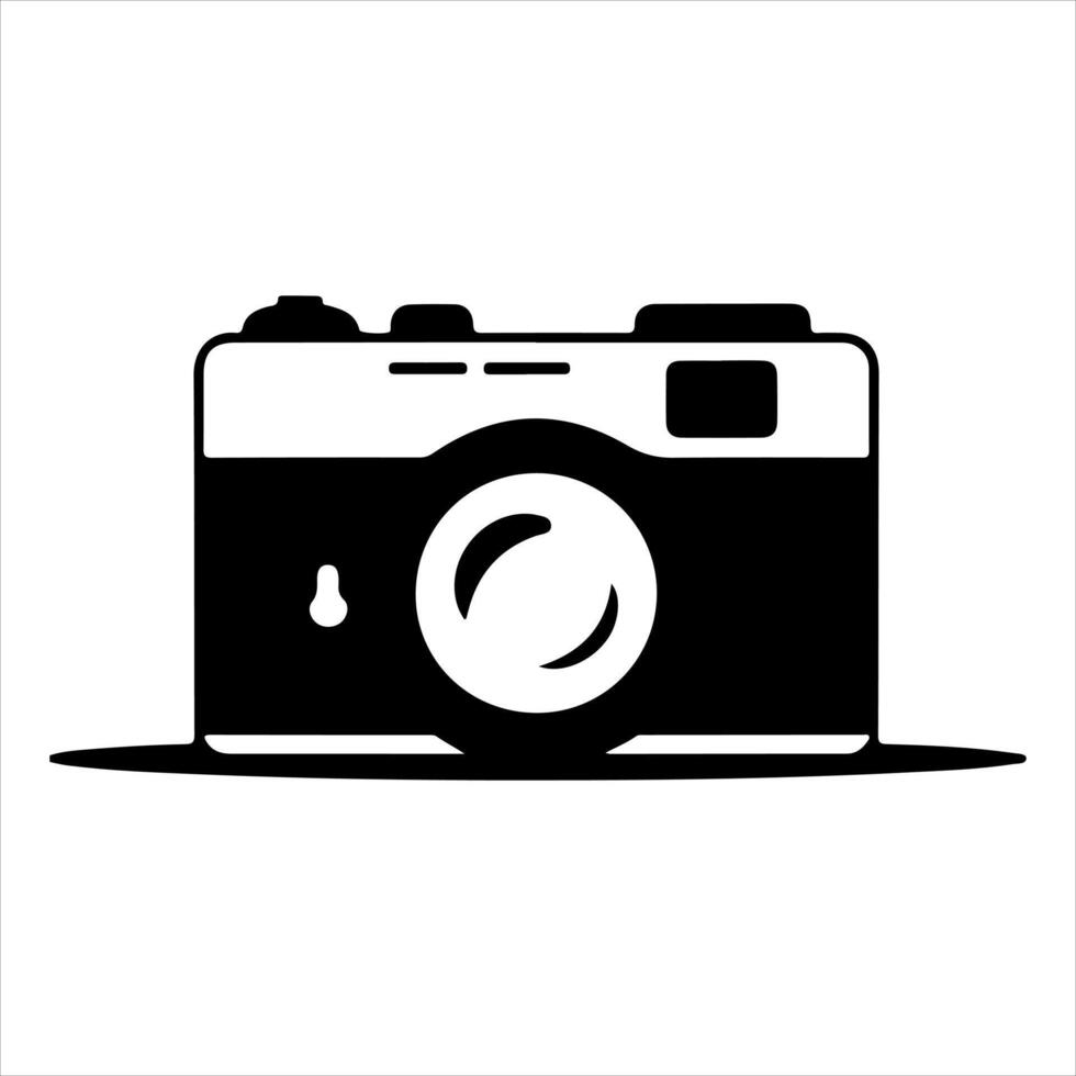 a black and white photo camera icon on a white background vector