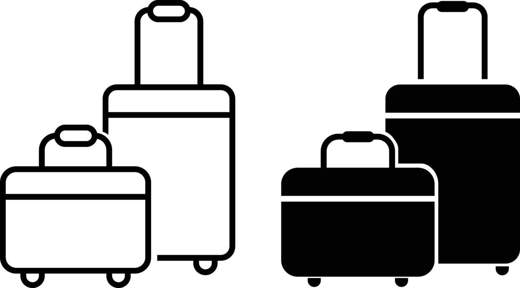 Travel, baggage, tourism, luggage, airport line icon set. four suitcases are shown in black and white. design in trendy style vector