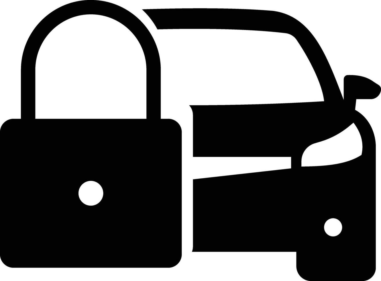 Car lock icon, Symbol isolated white background. Silhouette icon. black illustration. vector
