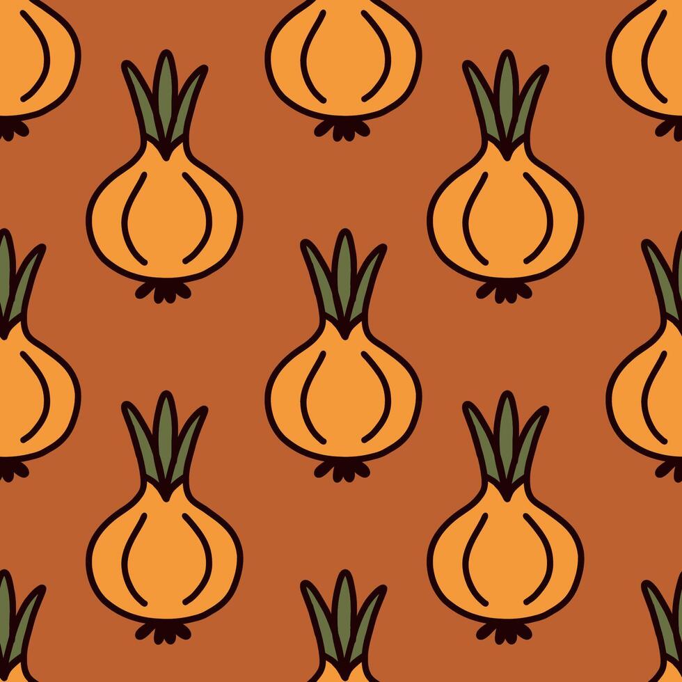 Seamless pattern of onions. vector