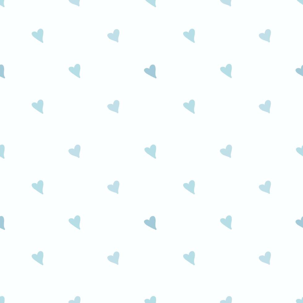 Abstract blue pattern, mottled background of heart elements. Funny simple texture, doodle-style background. vector