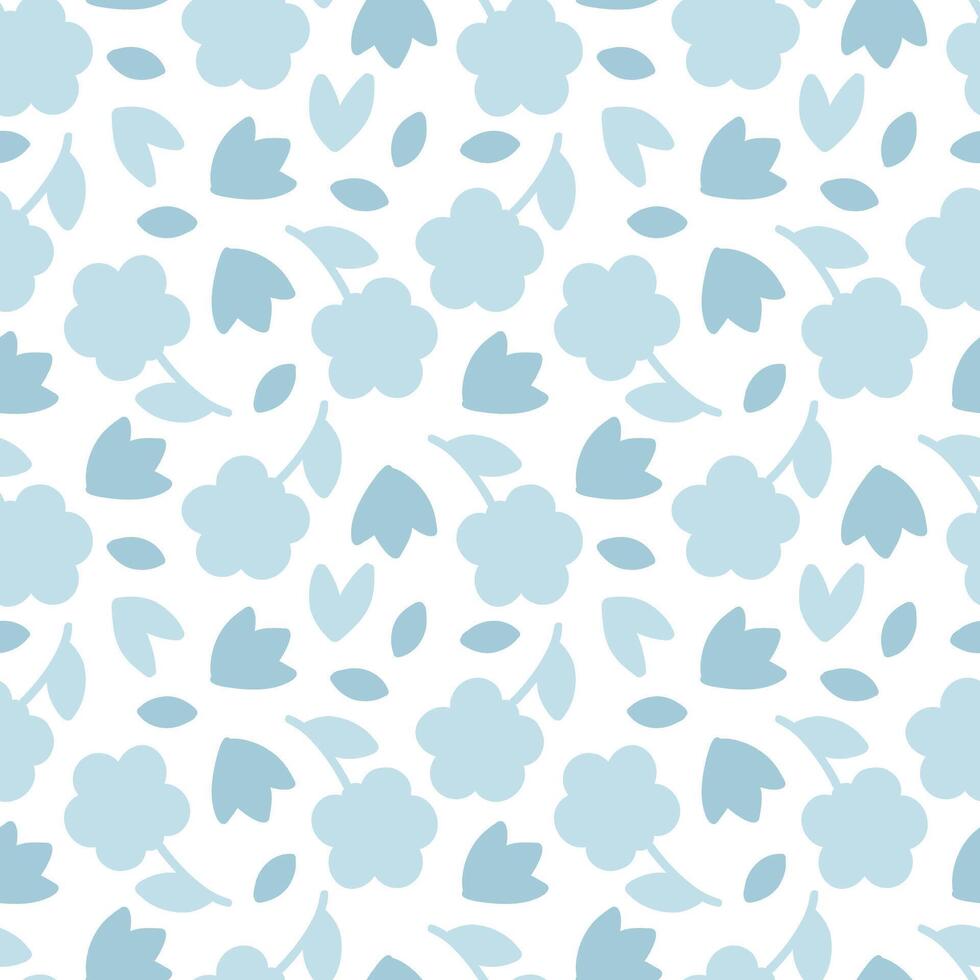 Abstract blue pattern, mottled background of elements and colors. Funny simple texture, doodle-style background. vector