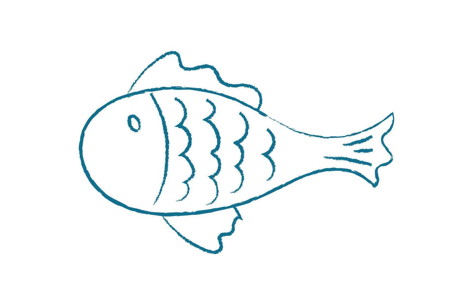 Marine fish swim in the ocean. Aquatic creature in silhouette style. Underwater context, doodle visual style, ideal for various design applications. Chalk and crayon style vector