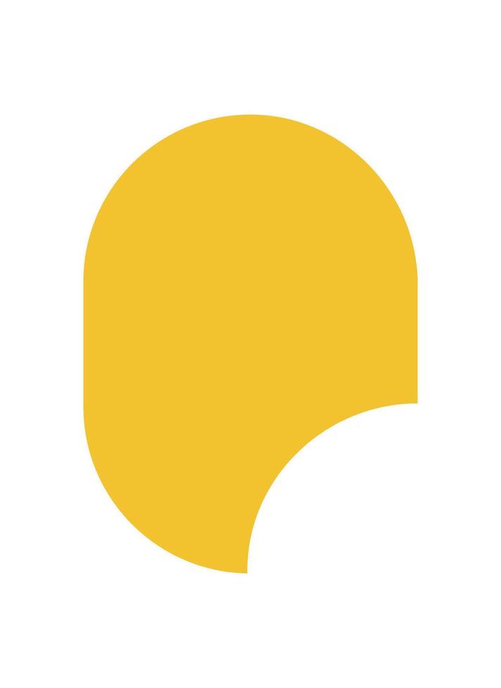 Bold abstract brutalist shape. A minimal modern element in an oval form. This unique icon highlights brutalism, featuring a simple curve. Ideal for contemporary design, this graphic fits y2k vector