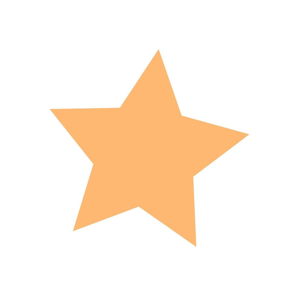 Orange star icon in a simple flat style. Bright star graphic with clean lines and vibrant color. Minimalist illustration serves as a versatile design element. Use in templates, signs, or promotional vector