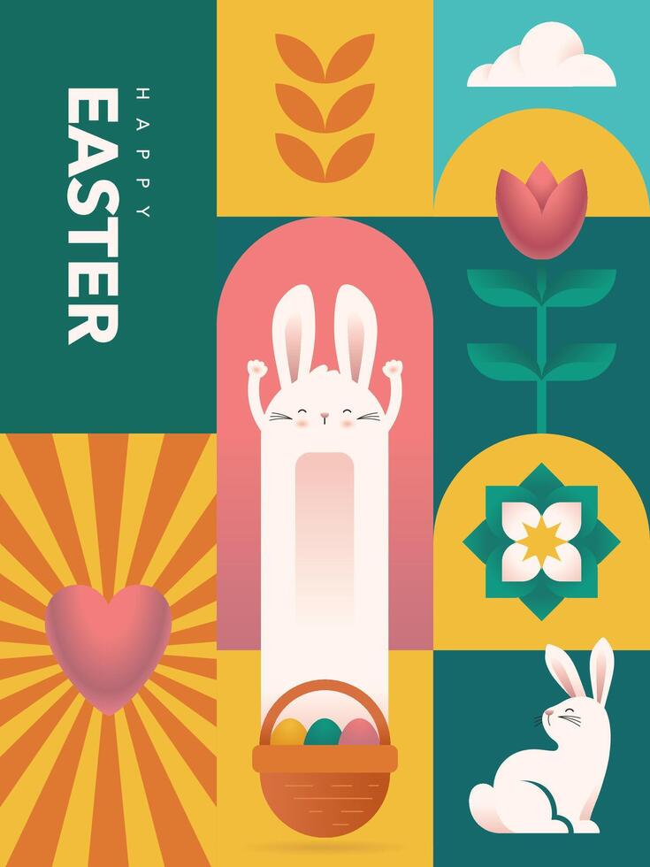 Geometric Easter Postcard And Poster Design vector