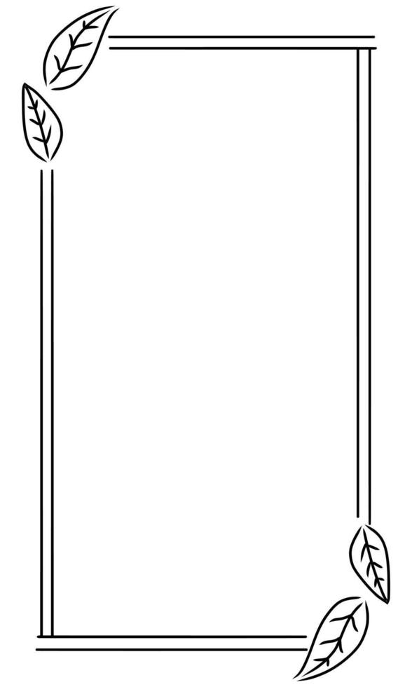 photo frame with leaf, nature frame, leaf frame, rectangular leaf frame outline vector