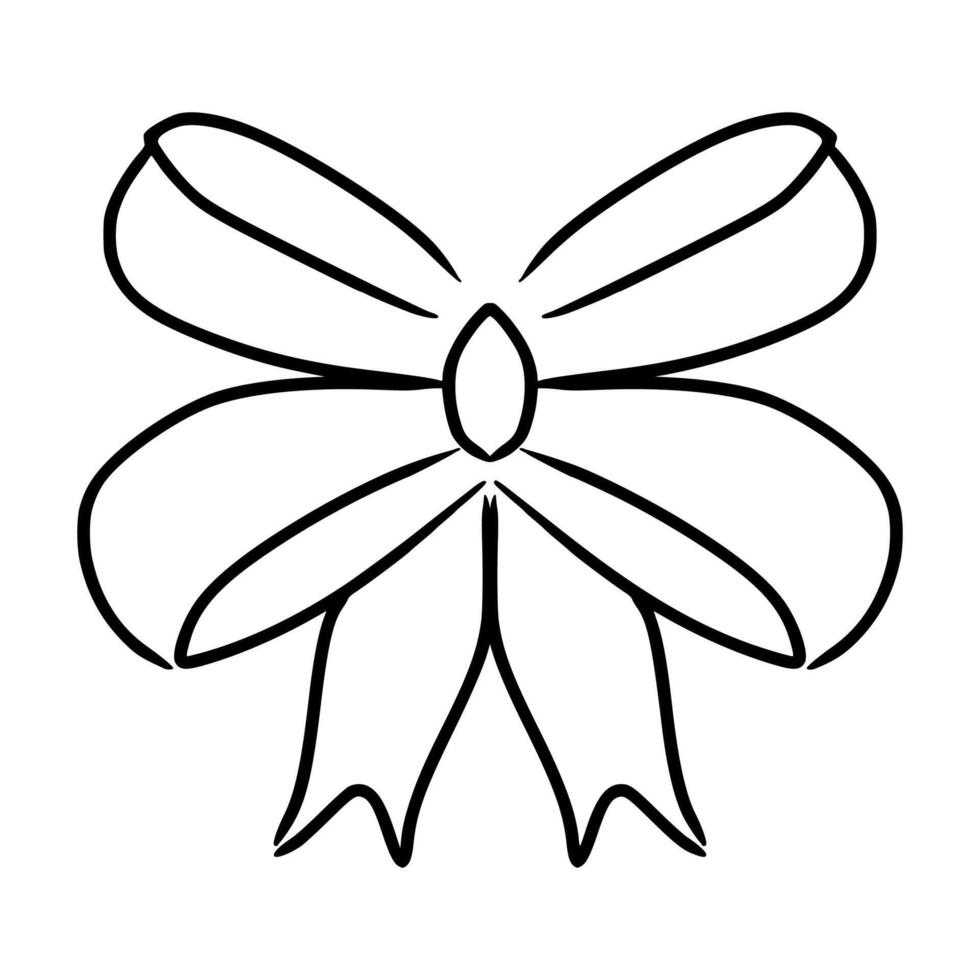 bow and ribbon, boho ribbon outline vector