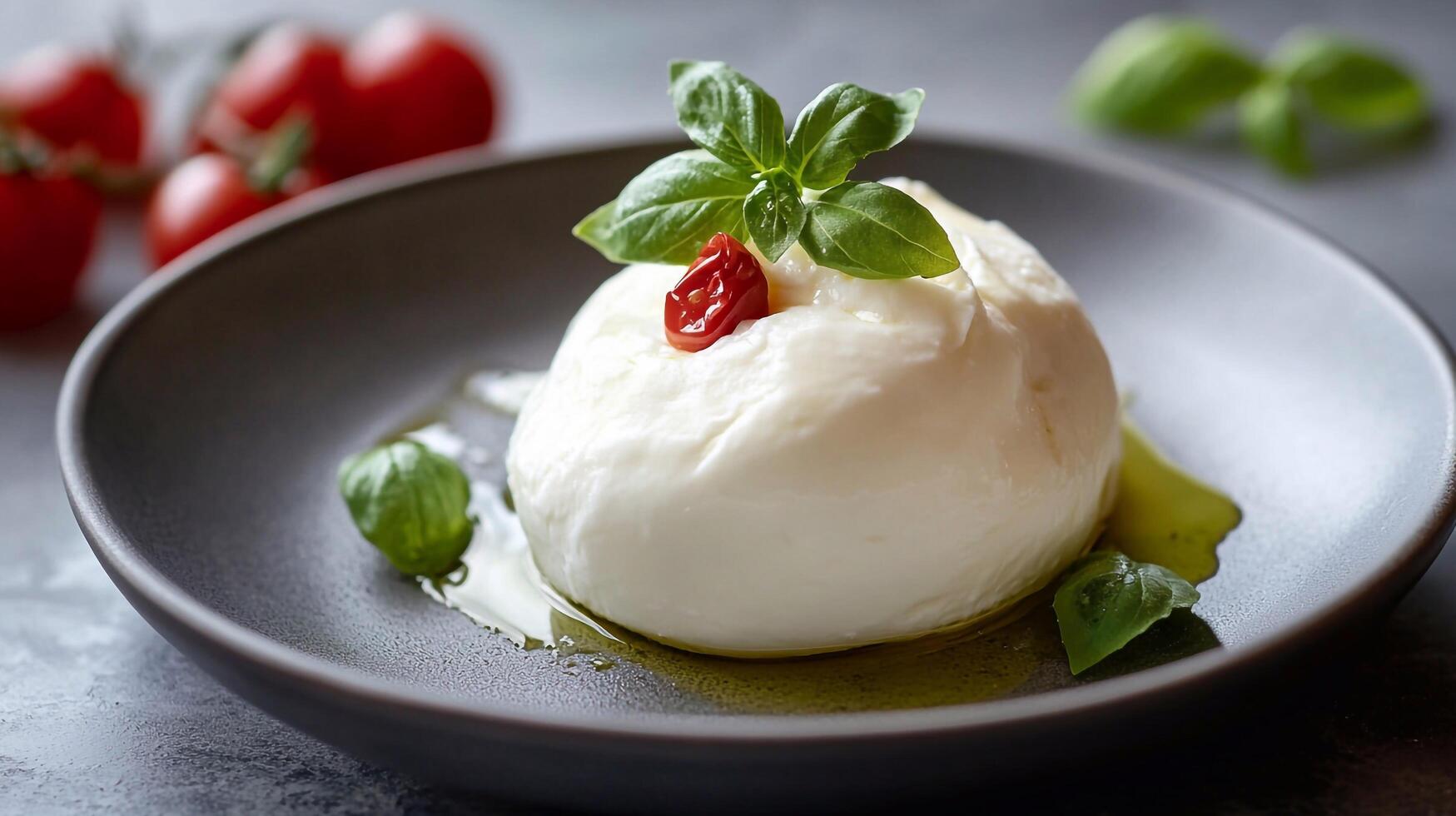 Balsamic caprese salad with tomatoes and basil photo