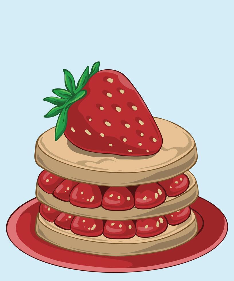 A Delightful Strawberry Shortcake Illustration vector