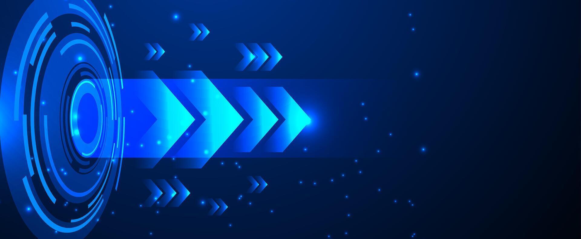 Dark blue futuristic background with technology and business growth arrows vector
