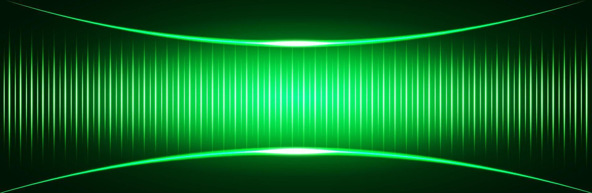 Green technology neon background with curve light effect for product presentation design vector