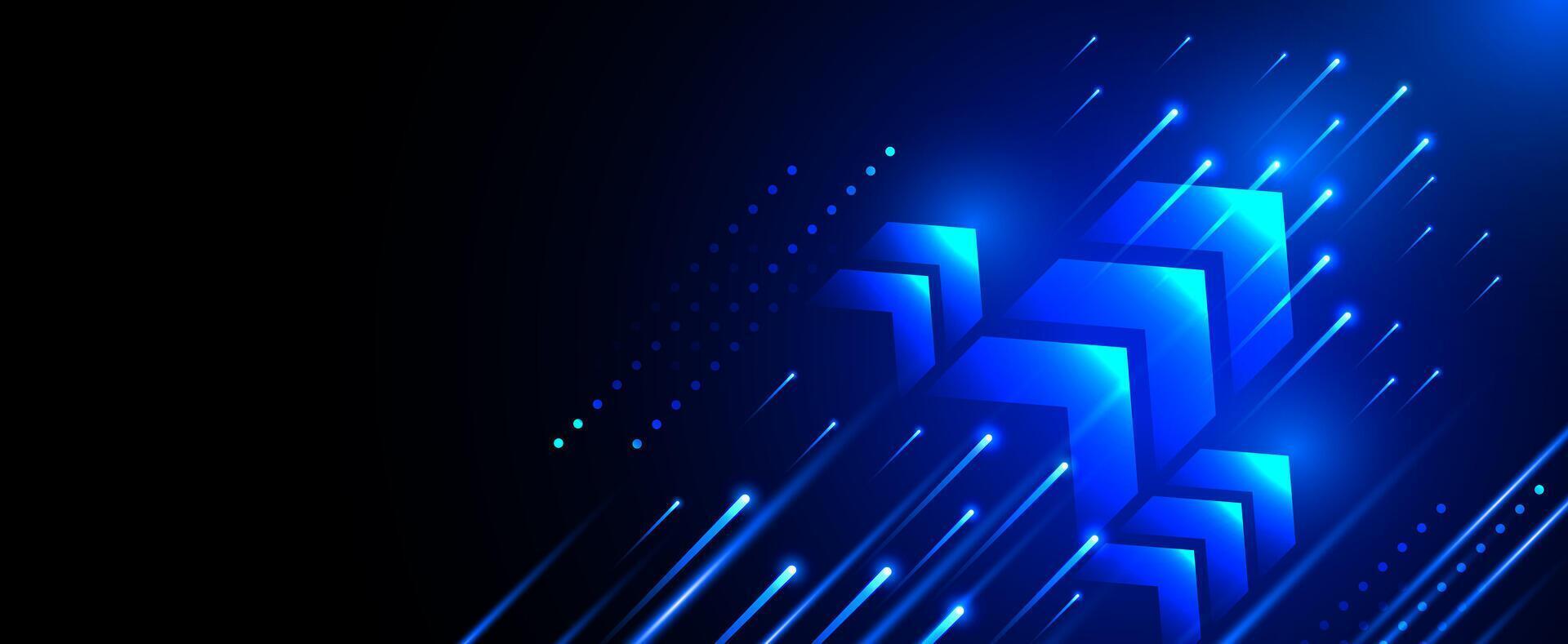 Business growth arrow on dark blue technology background, futuristic vector