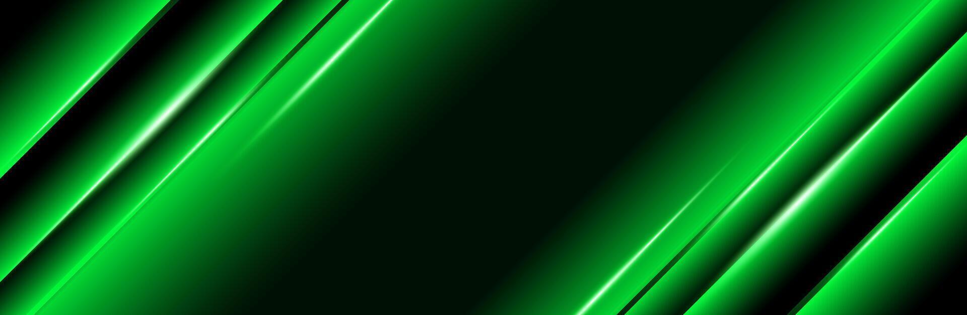 Dark green futuristic technology background with light effects and green lines vector