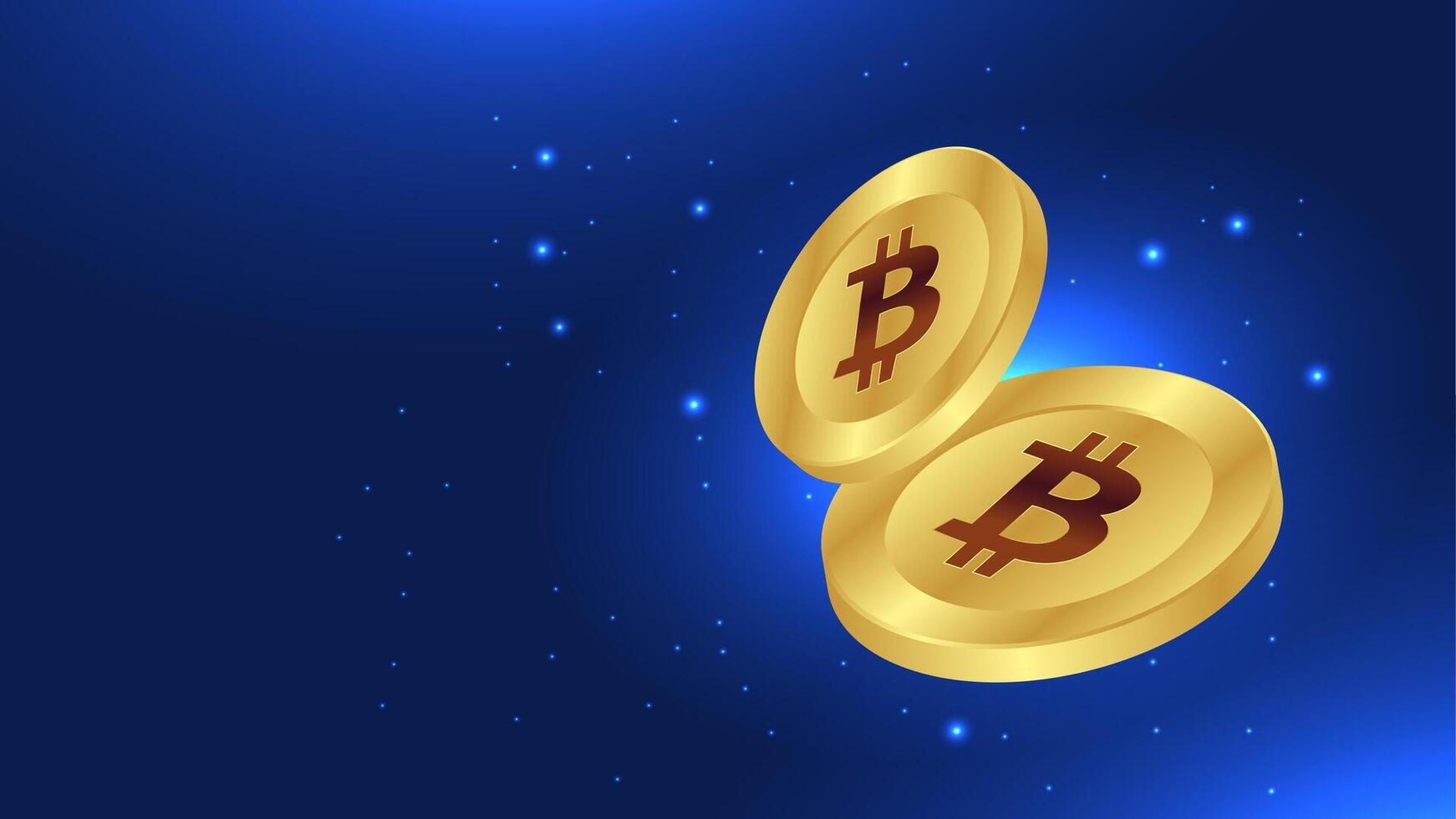 Bitcoin cryptocurrency on blue digital technology background vector