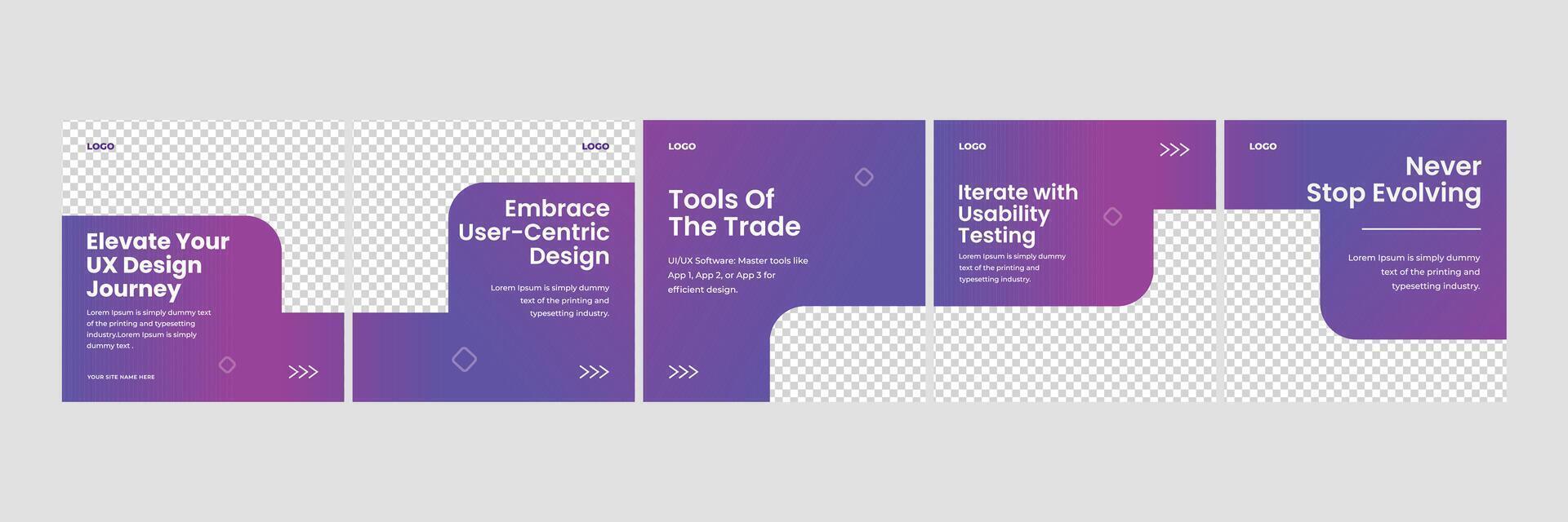 Social media carousel, How to be better ux designer media carousel vector