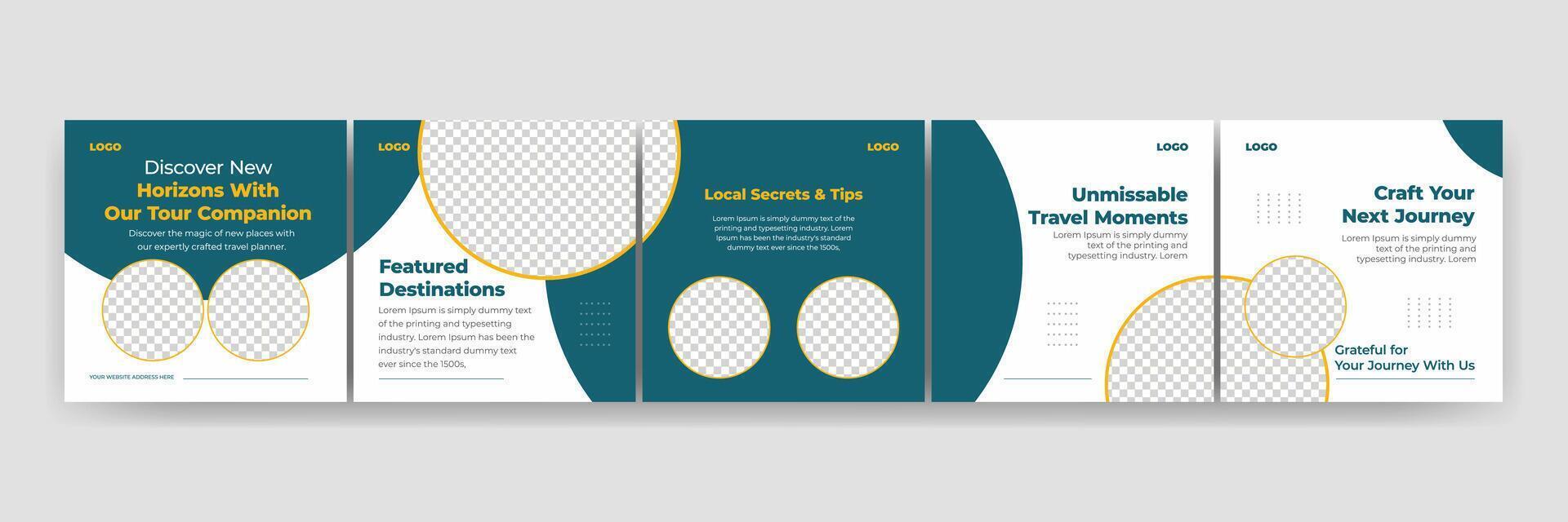 Set of Carousel Templates for Travel and Tourism vector