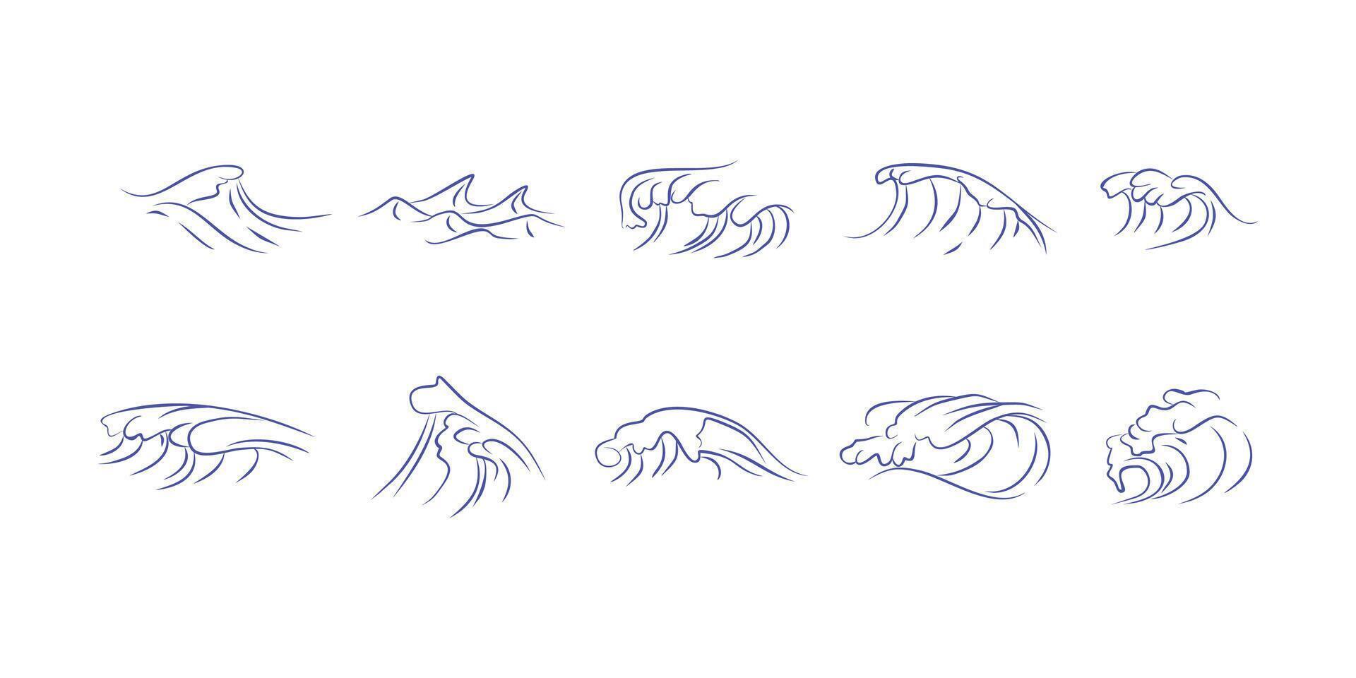 Simple Wave Line Set Illustration vector