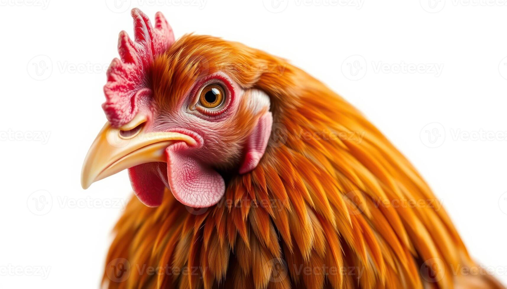 Close-up Portrait of a Rooster with Red Comb photo
