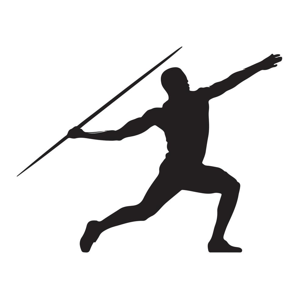 Athlete Throwing Javelin Silhouette Illustration vector