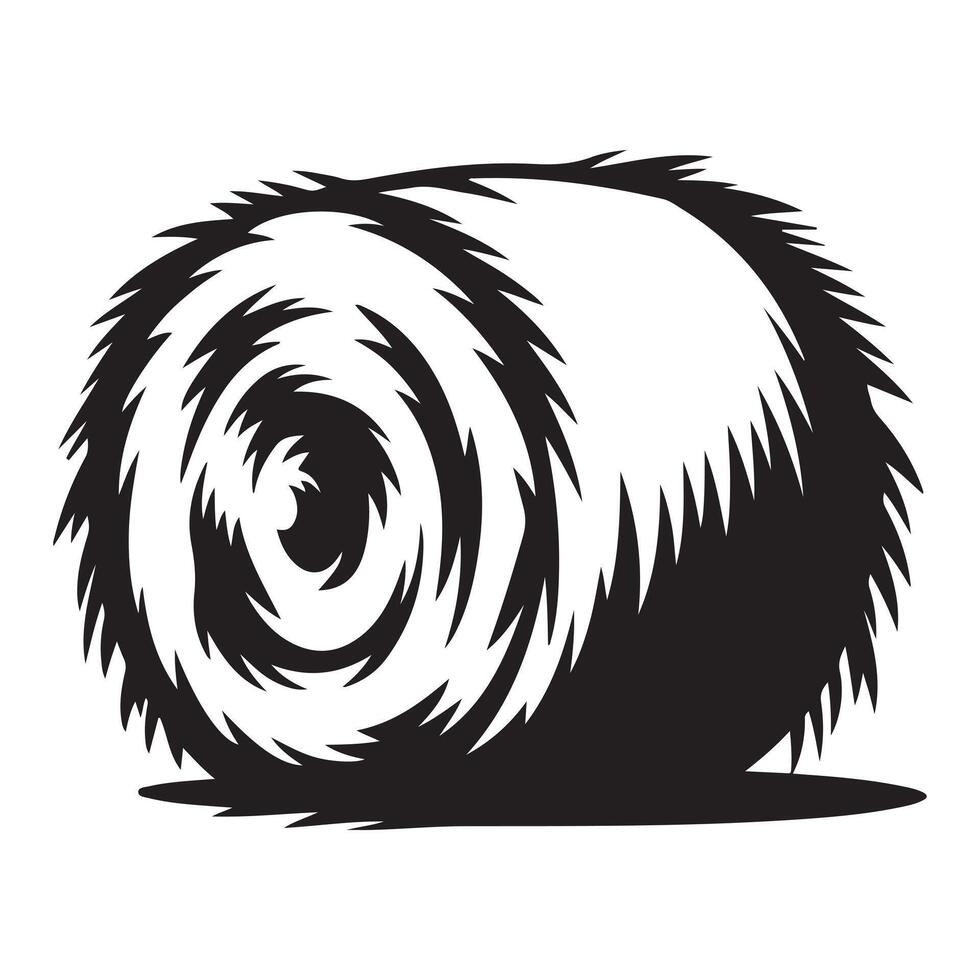 Silhouette of Hay Bale on White Canvas vector