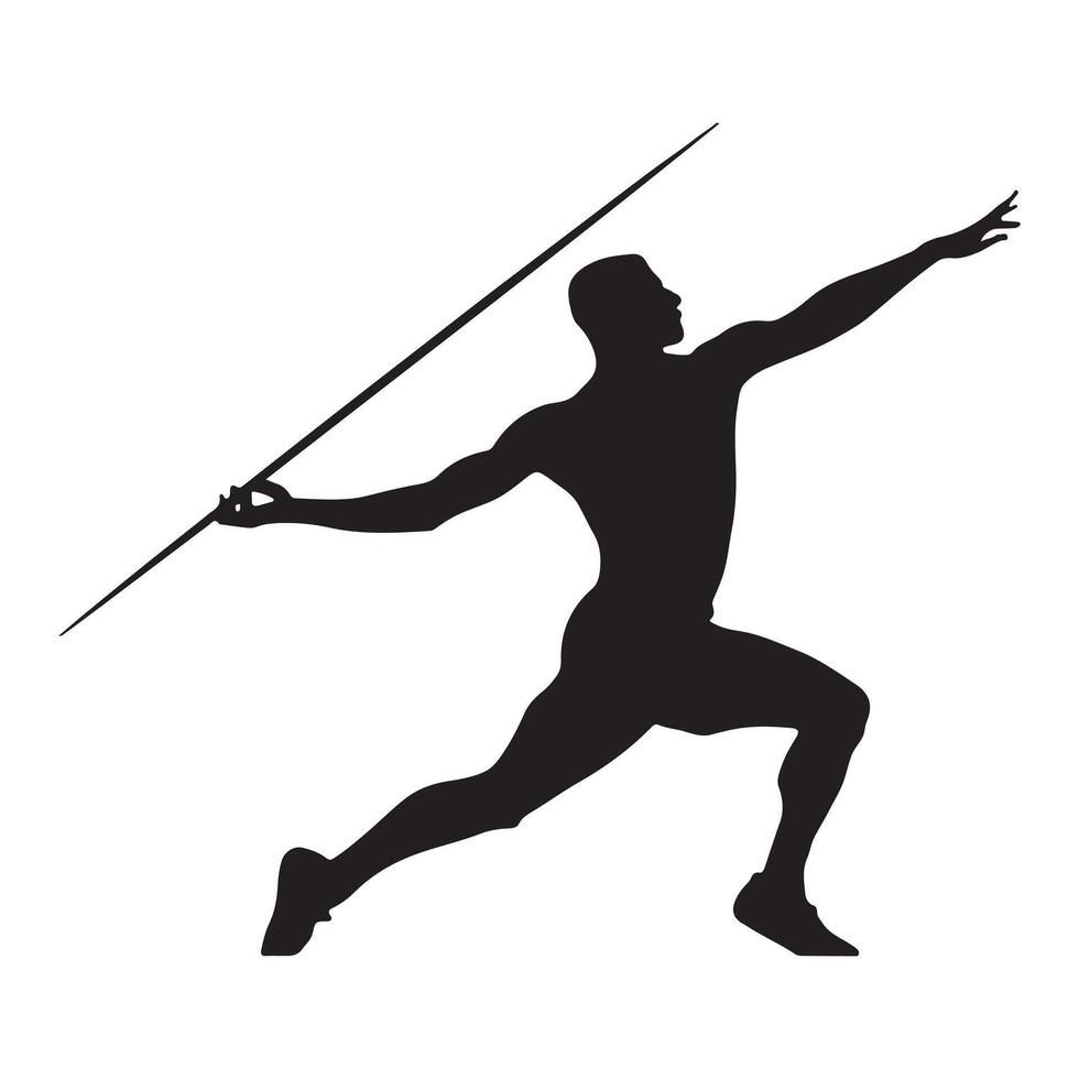 Javelin Thrower Sport Silhouette on White Background vector