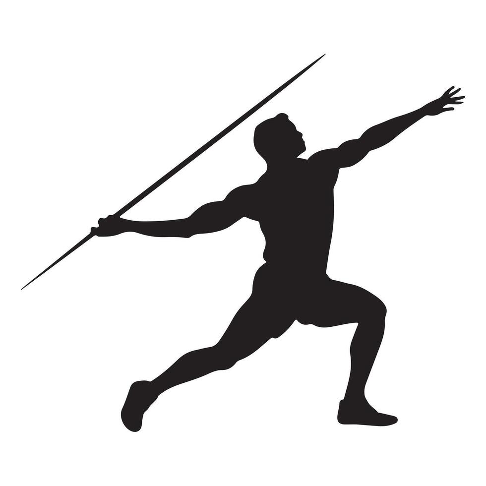 Silhouette of Javelin Thrower in Motion vector