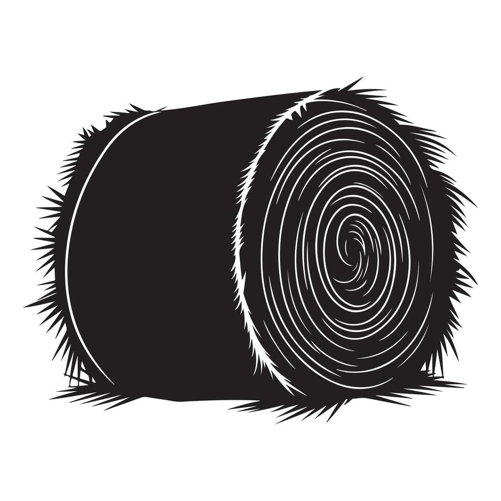 Rural Hay Bale Silhouette Graphic vector