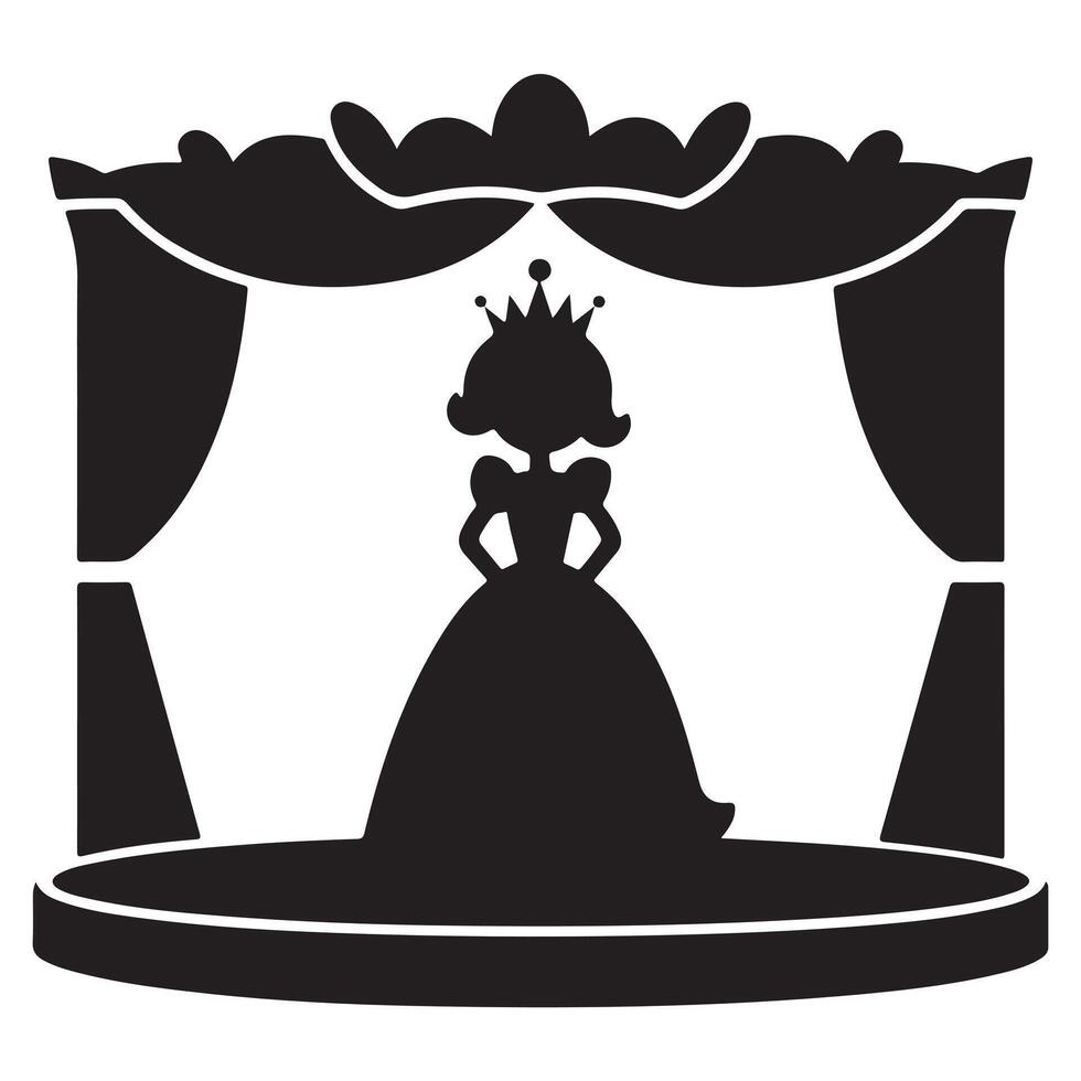 Silhouette of Princess on Stage in Gown vector