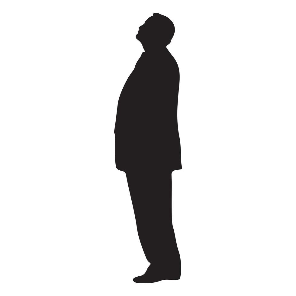 Man Looks Up Silhouette on White Background vector