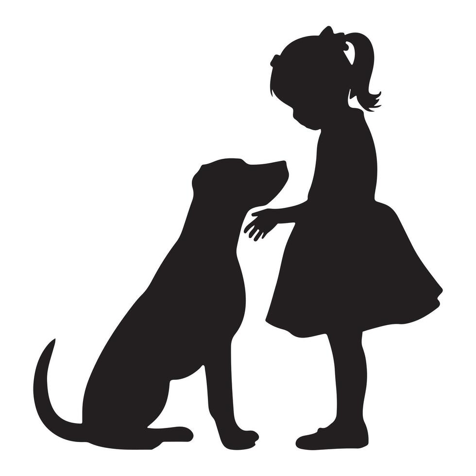 Pet and Owner Silhouette Design vector