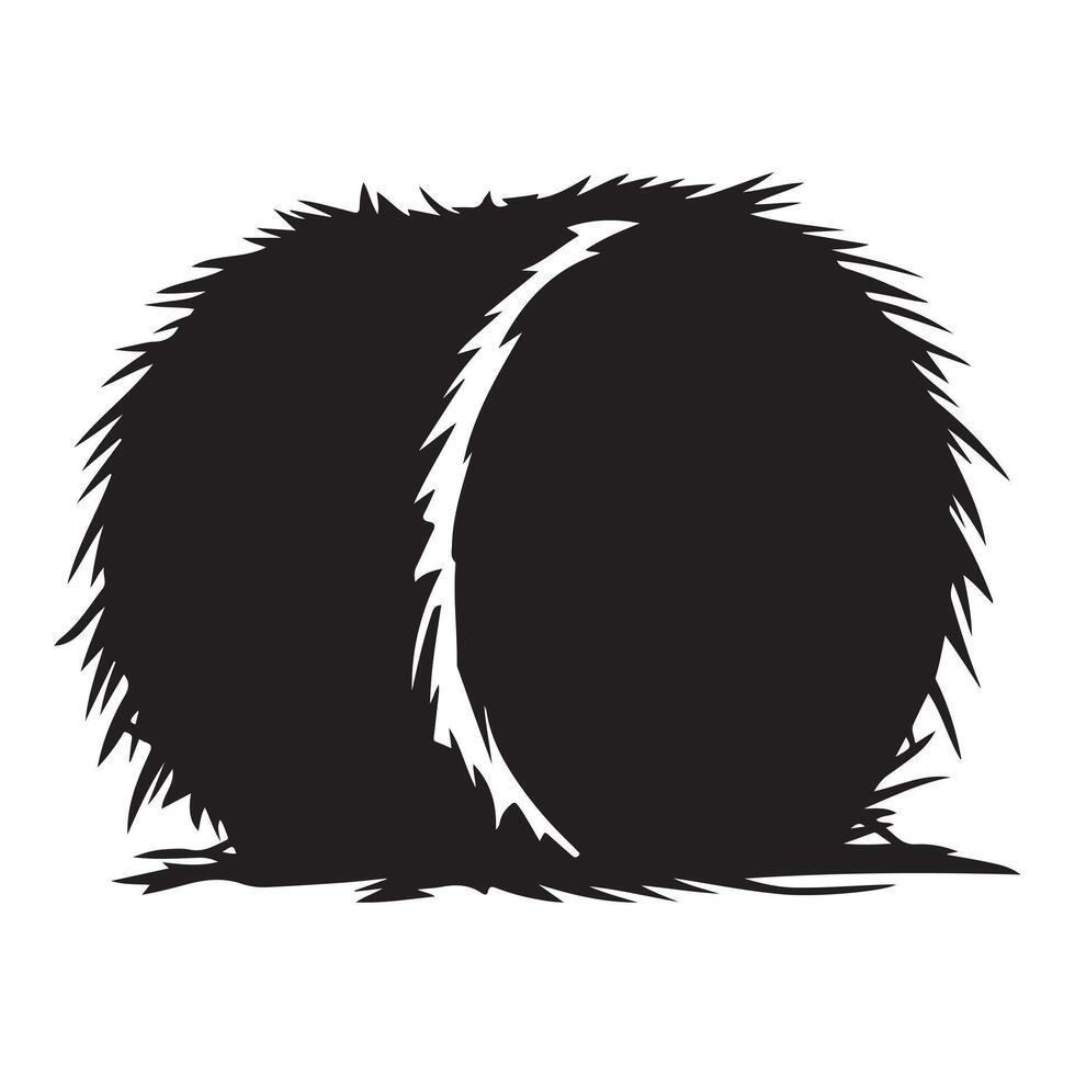 Hay Bale Icon in Solid Black Silhouette vector