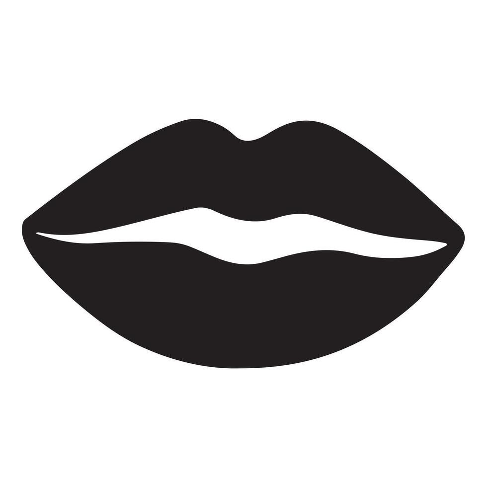 Lip Silhouette on White Background vector