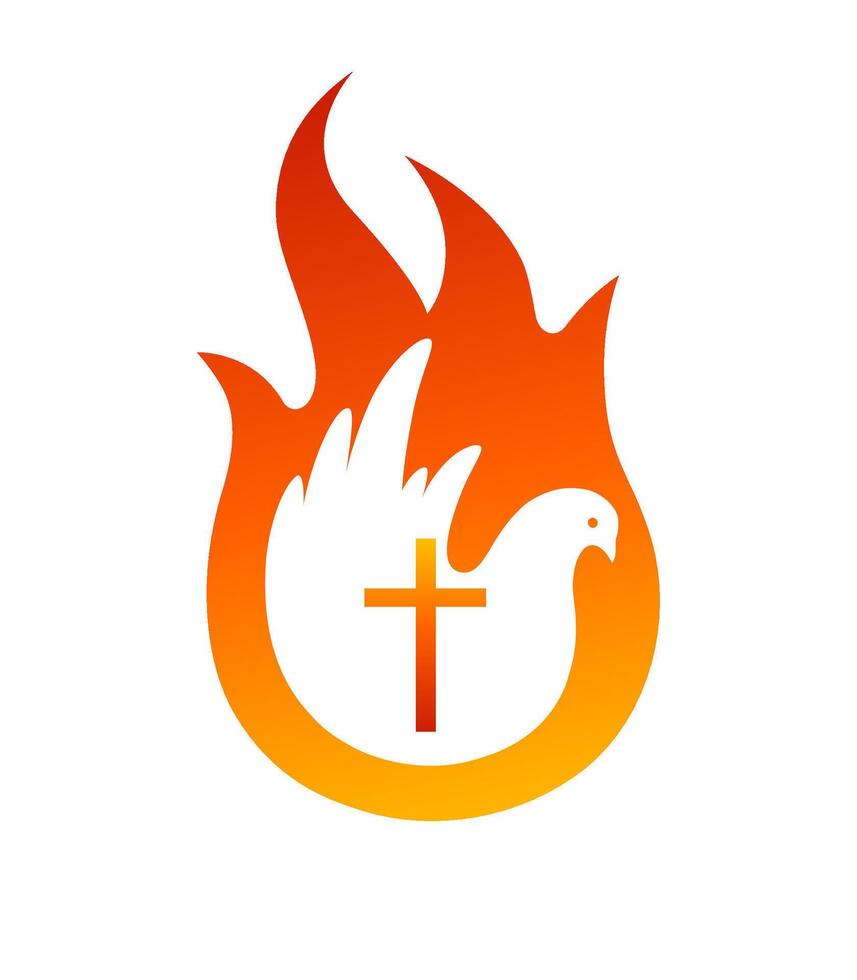 Dove of the Holy Spirit, Christian Pentecost Sunday celebration creative logo vector