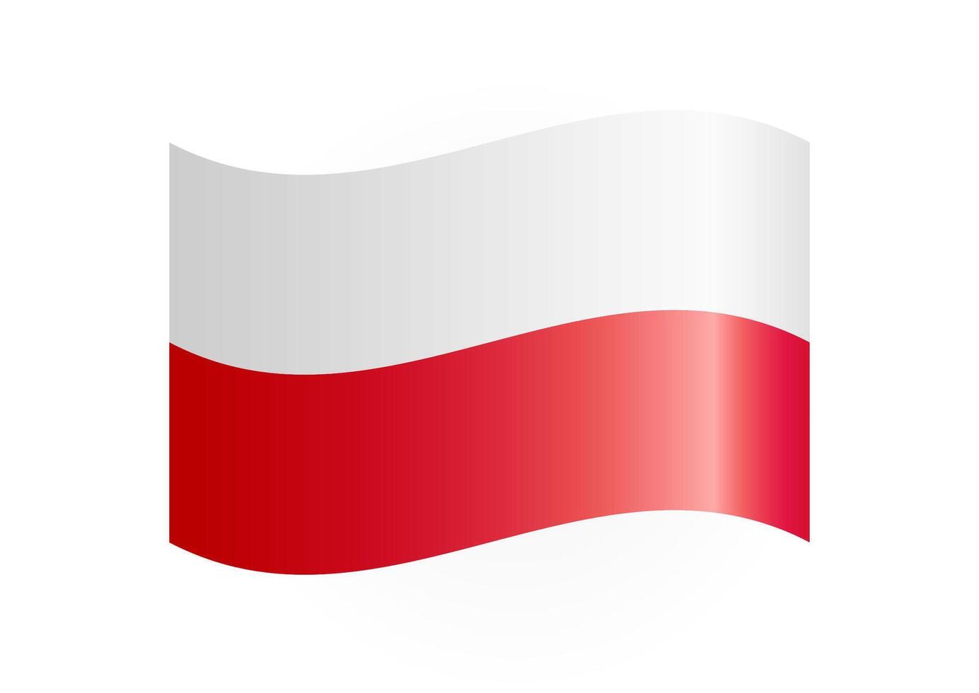 3D waving design of Polish flag. Creative flag of Poland web icon. Isolated symbol. Flag template with copy space. Educational or sporting event graphic element. Cartoon style. Horizontal banner. vector