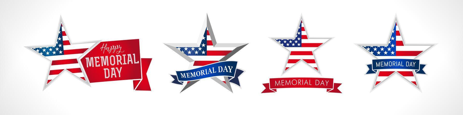 Set of creative icons for US Memorial Day celebration. vector